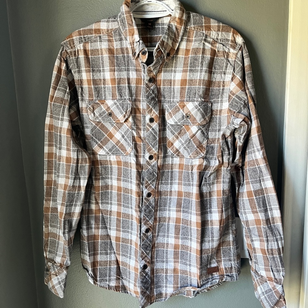 Outpost Men's Plaid Shirt - Brown and Gray